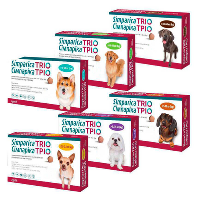 Жувальні таблетки Сімпарика ТРІО для собак від бліх, кліщів та гельмінтів - 40-60 кг, таблетка 7570 фото