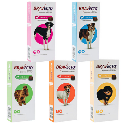 Жувальна таблетка Бравекто від бліх і кліщів для собак 4,5-10 кг, 1 таблетка 7592 фото