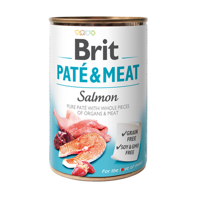 Вологий корм - паштет Brit Paté & Meat Dog з лососем 400 г 7598 фото